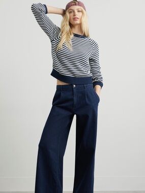 Caslon Stripe Pima Cotton Sweater Size XS